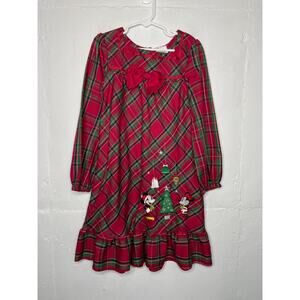 The Disney Store Plaid Christmas Pajamas Nightgown Girls Size 5/6